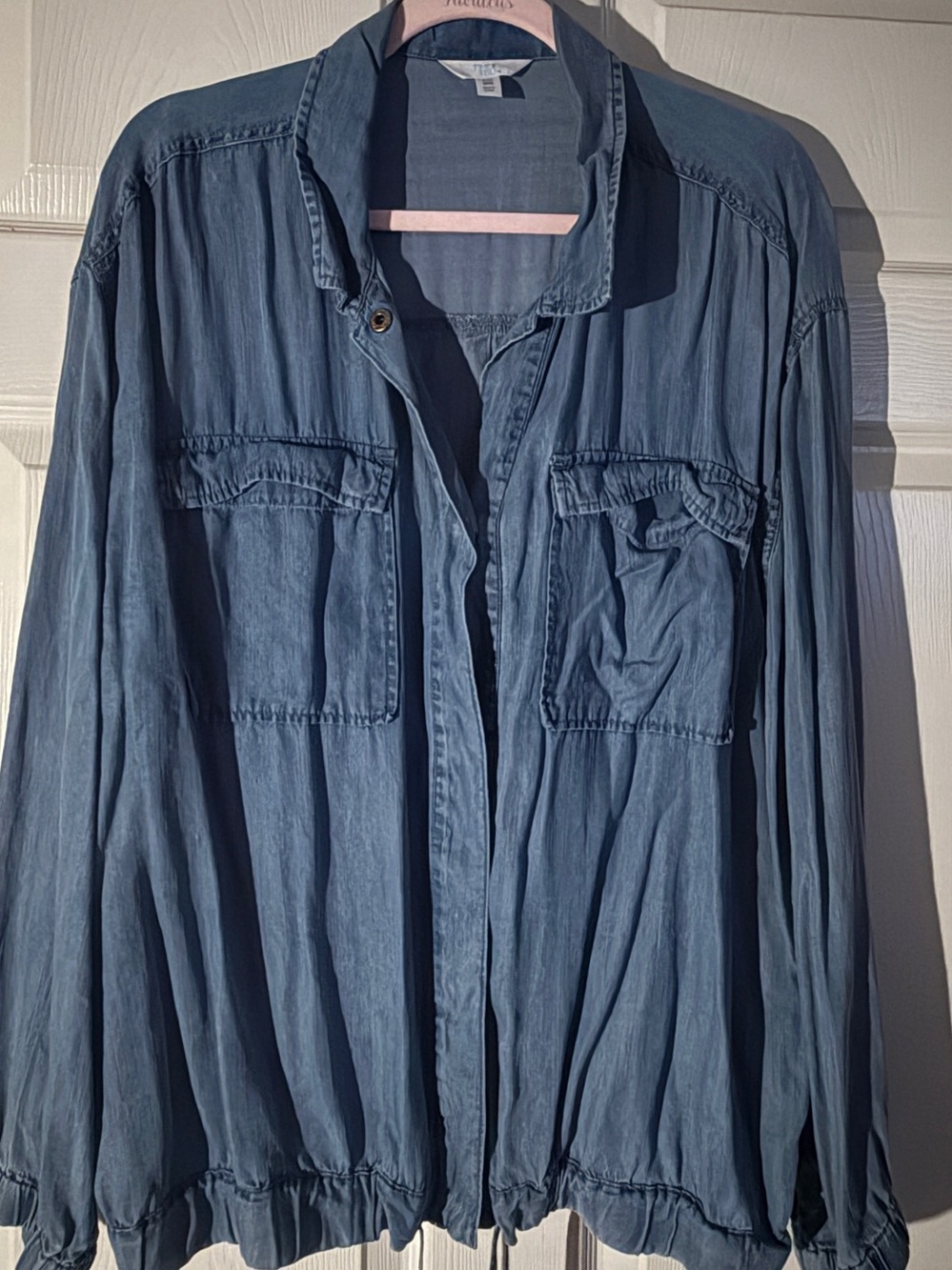 Lightweight Blue Women’s Button-Up Shirt Jacket